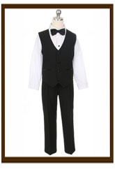 Black Vest Tuxedo Set for Boys